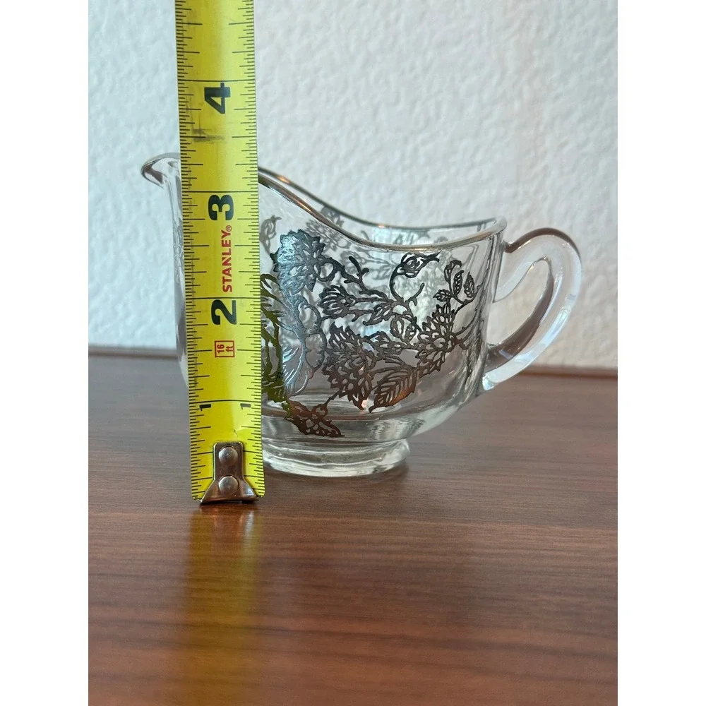 SC19 Silver City Creamer Floral Rose Pattern Sterling Silver Overlay 3 1/4